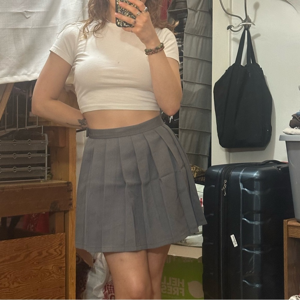 Gray Pleated Women's Skirt